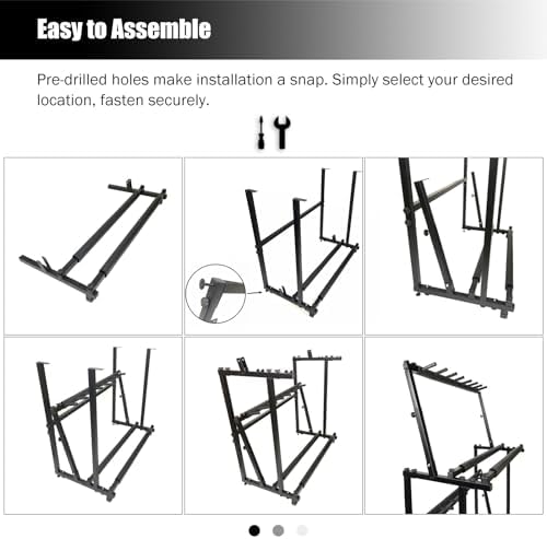 Tennis Racket Storage Rack for Adults Kids, Large Garage Driveway Backyar Tennis Training Equipment, Hold Up 14 Tennis/Badminton Racket, Black