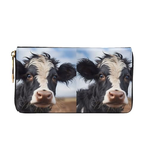 Cute Cow Women's Wallet Long Zip Around, Premium Vegan Leather Wallet with 12 Card Holders, Large Capacity,Gift Ready Packaging2