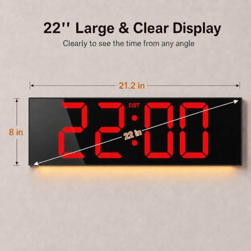 Image of JALL 22 inch Extra Large Digital Wall Clock, Giant LED Display with Remote Control, Digital Clock with Jumbo Numbers, Countdown Timer for Gym, Office, Living Room, Classroom, Home Decor, Warehouse