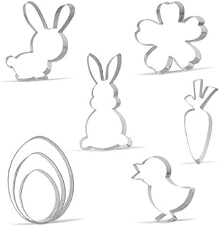 Large Easter Cookie Cutter Set - 8 Piece - Bunny, Rabbit, Flower, Carrot, Chick, Easter Egg - Stainless Steel