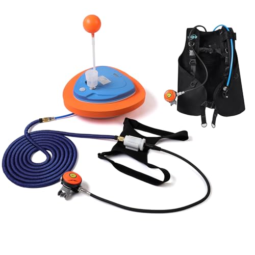 TUDIVING - Ventilador de Buceo portátil Impermeable Mejorado con BCD, Sistema de cachimba de Buceo Recargable con Manguera de 10 m, Sistema de Buceo sin Tanque (Blue 3.5h+BCD)