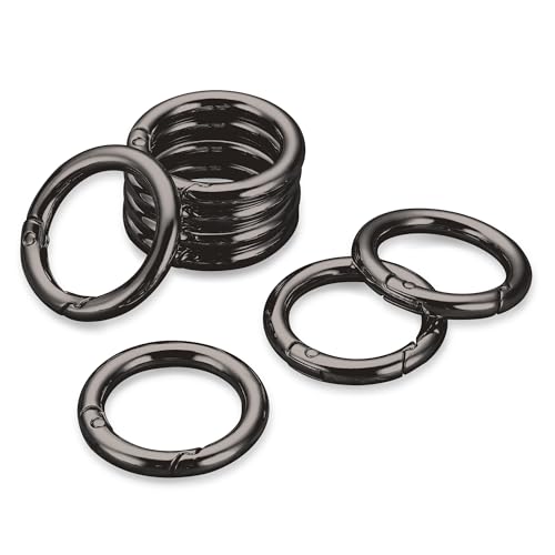 Image of Gkeygo Key Ring Clip, 4 /5 Inch Keychain Rings, 8 Pack Round Carabiner Clip for Keys, Buckle, Bags, Purses - Key Chain Hooks Replacement Keychains Lanyard DIY Crafts, Gunmetal