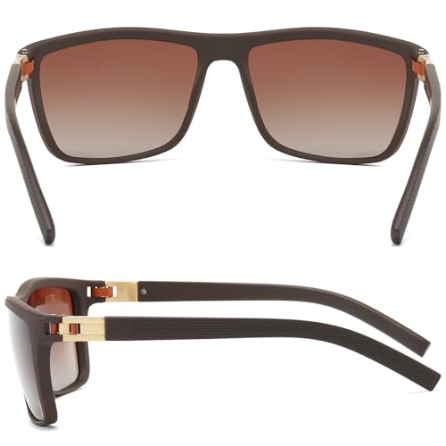 Image of Blue Square Sunglasses for Men Polarized UV Protection Driving XL Wide Face Big Sun Glasses Shades Retro 70s Trendy