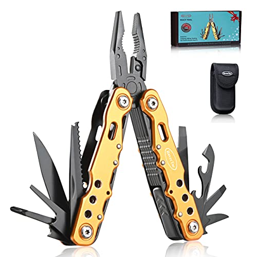 Regalos para Papá Esposo Novio Regalos para Él Regalos únicos de cumpleaños para hombres RoverTac 14 en 1 Multitool Cuchillo de bolsillo Alicates Destornilladores Sierra Abridor de botellas