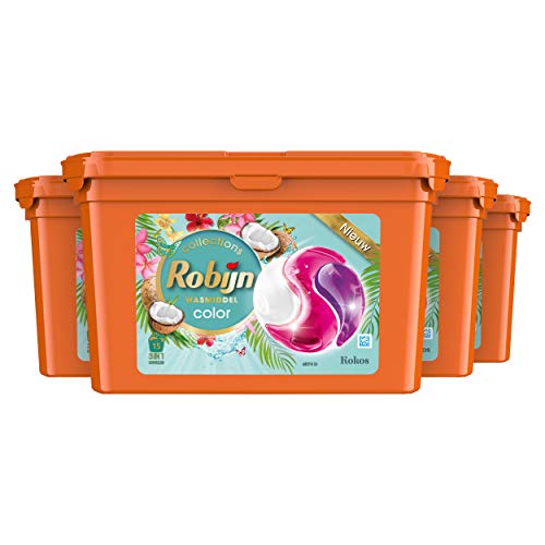 Robijn Kokos Sensation Wasmiddel 3 in 1 Wascapsules Collection - 4 x 15 wasbeurten - Voordeelverpakking