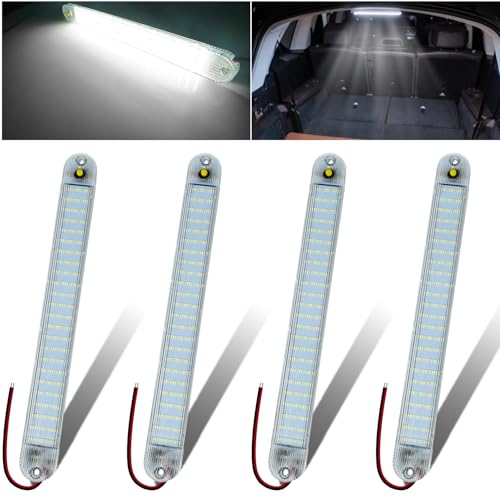 GZ5CG 12V Led Interior Light Bar 4 Packs 72Led 6500K White with ON/Off Switch 11Inch 12V 24V for Enclosed Cargo Trailer RV Van Truck Lorry Camper Caravan Motorhome (4Pcs)
