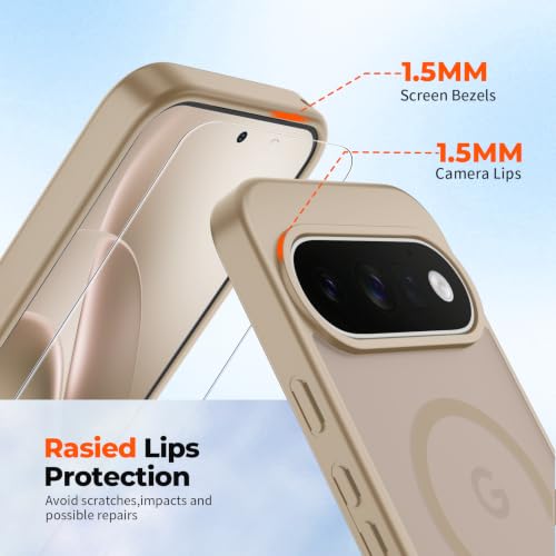 Image of SUPFINE Magnetic for Google Pixel 11 Pro Case - Pink Gold | With Screen Protector,Translucent Matte,Built-in Magnets,Military Grade Drop Protection,Shockproof Phone Cover