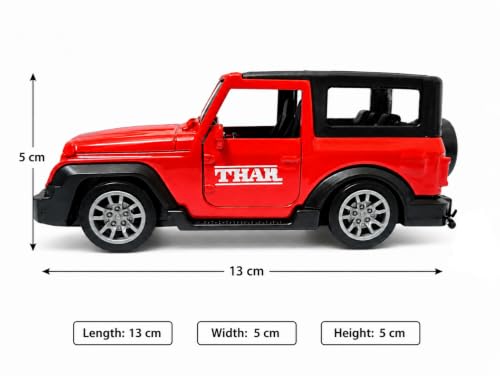Image of Thar Die-Cast Metal Toy Car 1:32 Scale Pull Back Model Car with Openable Doors, LED Lights & Sound, Alloy Metal Body, Mini SUV Vehicle Toy for Kids Boys Girls & Collectors (3+ Years)