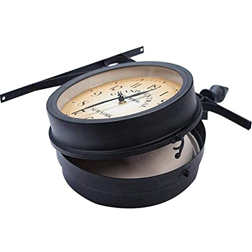 Horloges d'extérieur en fer forgé à double cadran rétro pour une fixation murale stable