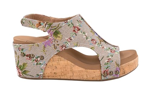 Image of Corkys Footwear Womens Carley Wedges, Featuring Corkys EVA Foam Cushioned Insoles, A 2.5 Inch Heel, Lightweight For All Day Wear, And Hook And Loop Closure