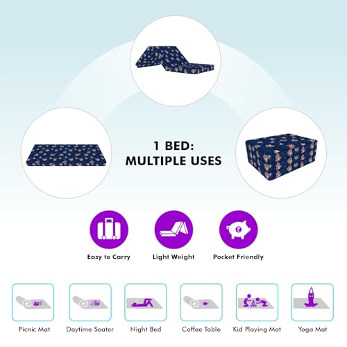 Image of SLEEPSPA BY COIRFIT Soft Bounce 3-Fold Premium Orthopedic from Factory 3 Inch Double Size HD Foam Mattress (75X48 Inches) Multipurpose Bed Mattress, Lightweight & Easy to Carry, 1 Year Warranty