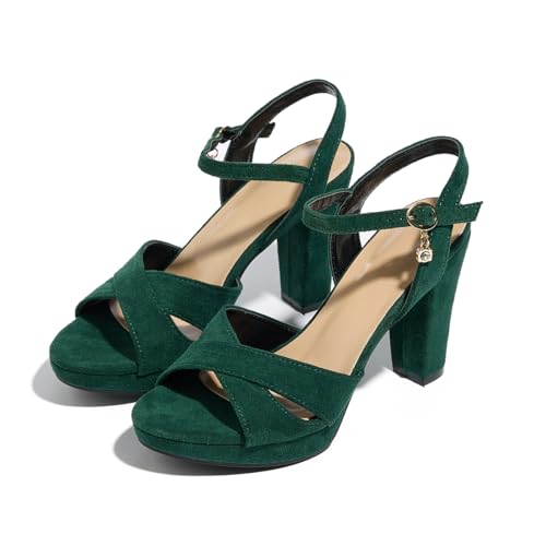 Image of Block Heeled Platform Sandals Chunky Open Toe Shoes for Women