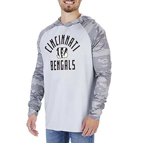 Zubaz Officially Licensed Men's NFL Grey Hoodie with Tonal Camo Sleeves, Cincinnati Bengals, Size XX-Large