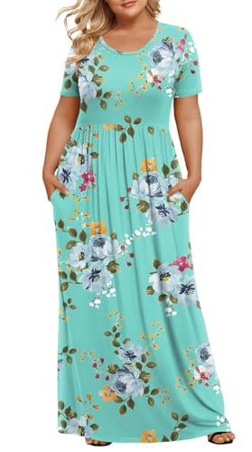 LONGYUAN Women's 2025 Summer Short Sleeve Plus Size Maxi Long Dress Beach...
