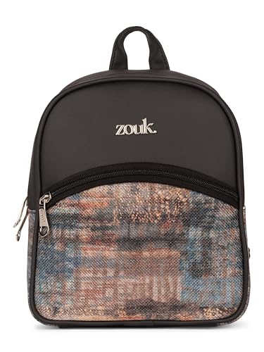 ZOUK Dalila Mini Daypack | Stylish Small Backpack for Women | Compact | Bag for Girls | Daily College Use | Travel Day Pack | Vegan Leather | Handcrafted | Water-Resistant | Triund Baroque