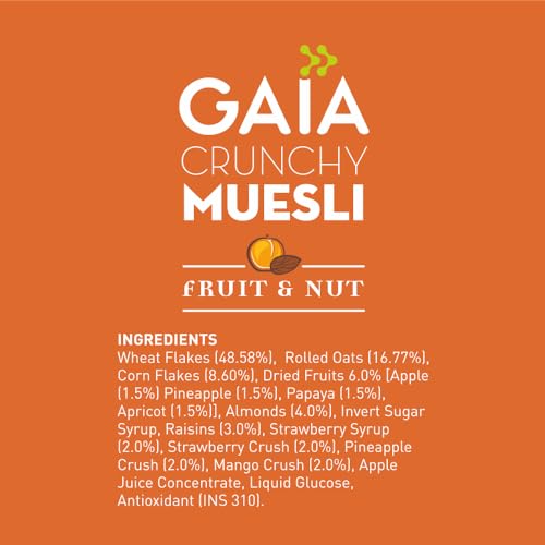 Image of Gaia Crunchy Fruit and Nut Muesli 400g Box - The Deliciously Crunchy and Nutritious Breakfast Cereals Packed with Fibre, Iron and Antioxidants Serves As The Nourishing, Tasty Breakfast Option.