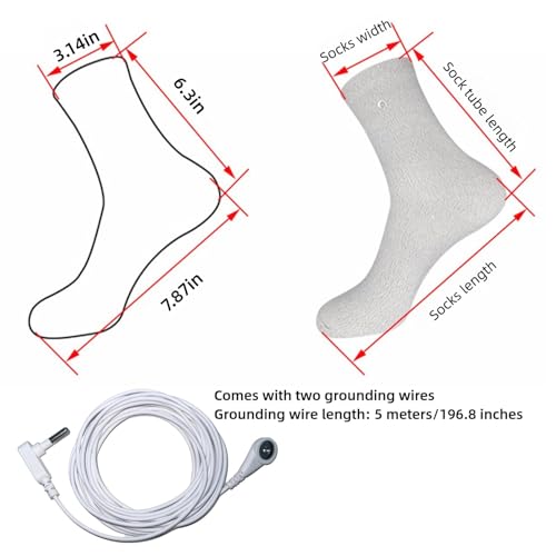 Image of Grounding Socks, Conductive Silver Fiber Socks,Release Static Electricity,1 Pair(Includes 2 Grounding Wire)