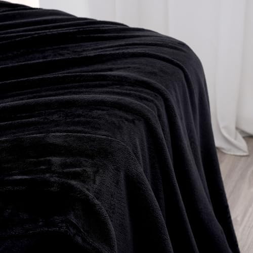 Micro Fleece Bed Sheet Set Full Size Black - Ultra-Soft Velvet Plush Full Bed Sheets with Deep Pockets,No Pilling,Cozy Warmth for All Season - 4 Piece Set Bedding Sheets & Pillowcases - Thumbnail 5