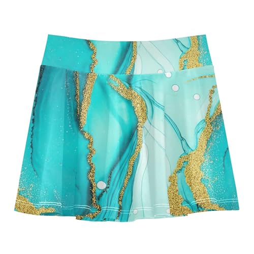 Athletic Shorts Girls Skorts Swirling Turquoise Teal Toddler Tennis Skirts Funny Pleated Skort 3t