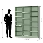 FACBOTALL Triple Wide Bookshelf, 6 Tier Large Bookshelf, Bookcase with 17 Open Display Shelves, 74'' Tall Bookcases and Bookshelves for Living Room, Home Office, Library, Green - Image 3