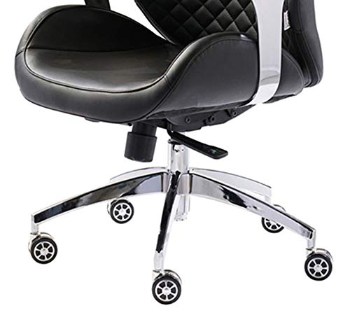 Image of High Back Director & Executive Chair Up Leatherette with Height Adjustable & Revolving Chair Premium Design & CEO Chair Metal Legs Base with Chrome Finish - (111012134 Black)