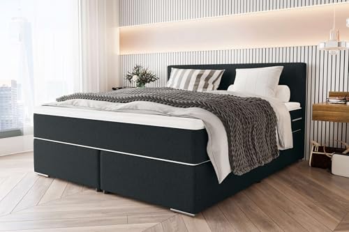 99rooms Phönix Boxspringbett Doppelbett Ehebett: 200x200 cm, Webstoff Malmo_New Schwarz, Box: Bonellfederkern, Matratze: Taschenfederkern 19 cm, Kaltschaumtopper 4 cm 99rooms Phönix Boxspringbett Doppelbett Ehebett: 200x200 cm, Webstoff Malmo_New Schwarz, Box: Bonellfederkern, Matratze: Taschenfederkern 19 cm, Kaltschaumtopper 4 cm