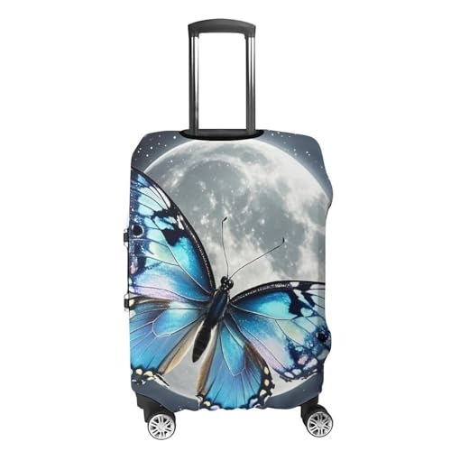 Blue Butterfly And Moon Printed Luggage Cover Protector, Fits 18-32 Inch Luggage4