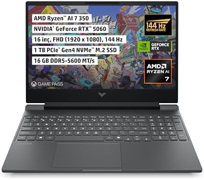 HP Victus | NVIDIA GeForce RTX™ 5060 8GB | AMD Ryzen™ AI 7 350 | 16 GB DDR5-5600 RAM | 1 TB PCIe® Gen4 NVMe™ M.2 SSD | 16" FHD 144Hz Ekran | Free Dos | Oyun Bilgisayarı | C21PCEA - Görsel 2