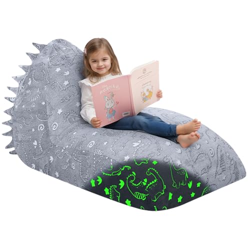 Pouf poire pour enfants dinosaure gris idéal pour coin lecture et jeux - 2