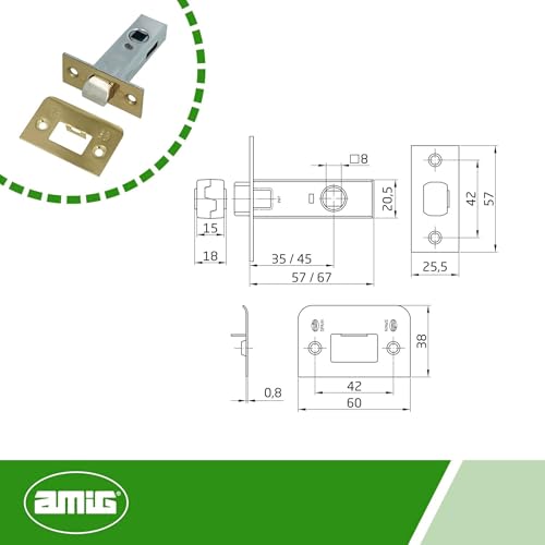 Miniatura 6 de Amig - Picaporte De Acero Latonado - 45 Mm - Diseño Duradero Y Elegante - Instalación Fácil Para Puertas De Madera - Funcionamiento Suave - Seguridad Confiable, Latonado Barnizado