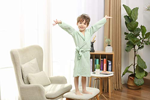 Image of TADO MUSLIN Organic Cotton Toddler Bathrobe, Soft and Breathable Baby Robe for Kid, Boy& Girl Hooded Robe Muslin