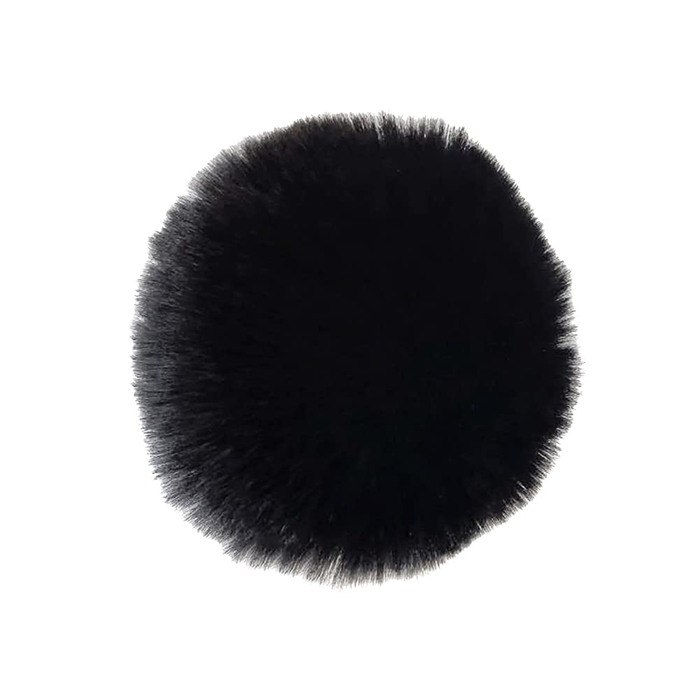 HugeDE 10 Pcs 8cm Faux Fur Pom Poms Fluffy Pom Pom Balls Fuzzy Fur Pompoms Large Knitting Pom Pom DIY Handmade Accessories with Elastic Loop for Hat Scarves Keychain Black