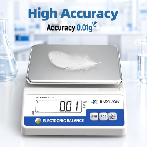 Image of Lab Scale Gram Scale 6000gx0.01g Accuracy Laboratory Balance Scale Digital Scale Electronic Analytical Balance for Jewelry Gold Kitchen Lab, with 7 Units Conversion, 500g Weight, LCD Display