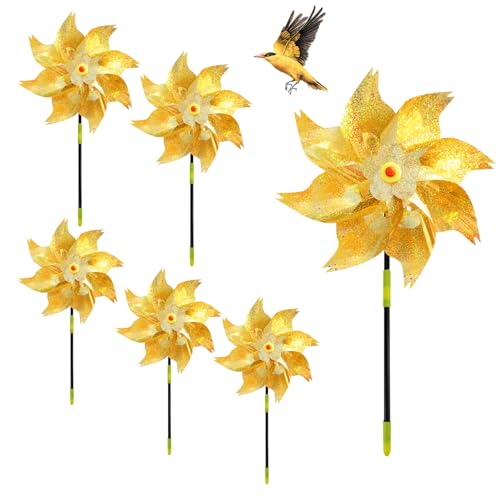 KLINNA 6 pièces Éolienne Répulsif à Oiseaux, Efficace Contre les Corneilles & les Pigeons pour Balcon, Éoliennes Réfléchissantes pour Jardin, Toit,...