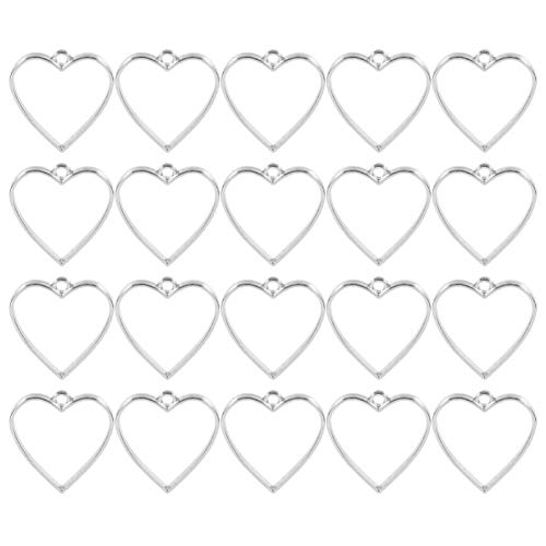 EXCEART 20Pcs Abrir Moldura Encantos Do Coração DIY Oco Out Em Forma de Coração Moldura Bandeja Ping