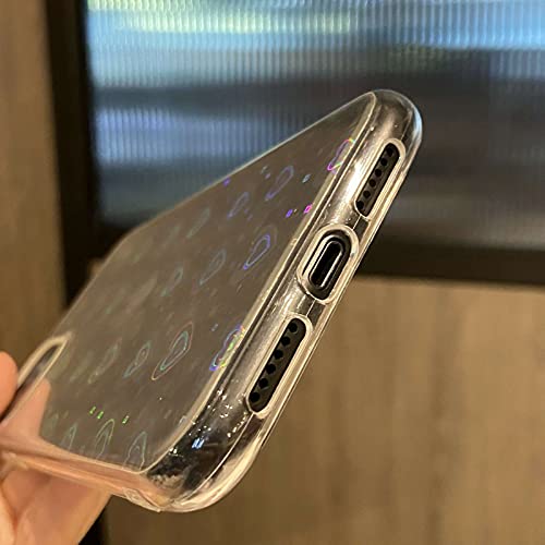 Smobea Compatible With Iphone 11 6.1 Inch 2019, Clear Laser Glitter Bling Heart Soft & Flexible Tpu And Hard Pc Shockproof Cover Women Girls Heart Pattern Phone Case (Rainbow Heart/Clear) #TOP4