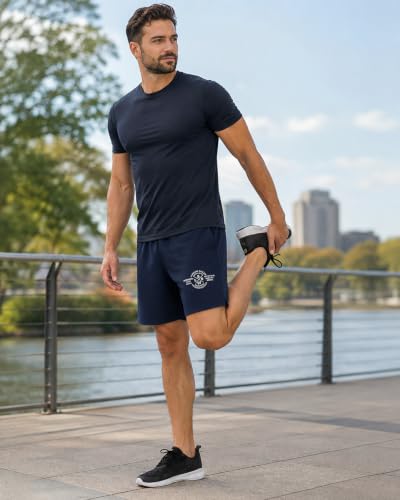 Image of London Hills Shorts Pant for Men Cotton Blend with Side Pockets | Shorts for Men | Half Pant for Man | Shorts' for Mens Stylish | Gym Short's for Man Workout | Boxer Shor'ts for Man's | Green, Navy