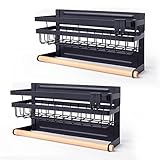 Sleclean Magnetic Spice Rack Organizer for Refrigerator, 2 Pack, Paper Towel Holder Magnetic, Kitche