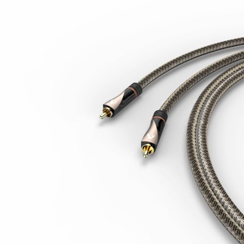 Câble RCA numérique de 2m en textile doré pour optimiser le son de votre home cinéma de salon