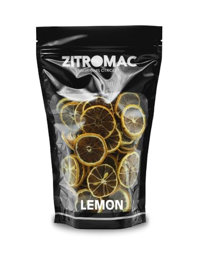 Citron Jaune Séché pour les Cocktails, Fruits Secs Sans Sucre pour Cocktail, Décoration, Confiserie, Noël, Boissons, Tranche de Citron Séchée 100% Naturelle sans Additifs 220gr