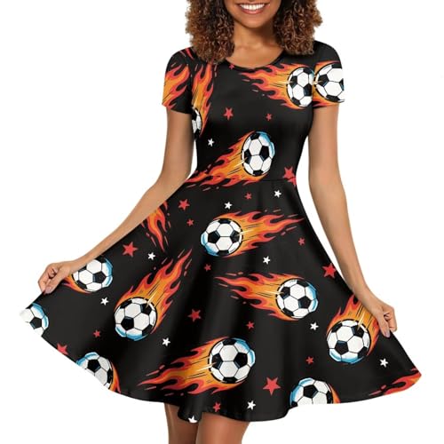Image of AFPANQZ Womens Casual Summer Lightweight Vintage Dress Short Sleeve Midi Dress Knee-Long Luxury Formal Dress