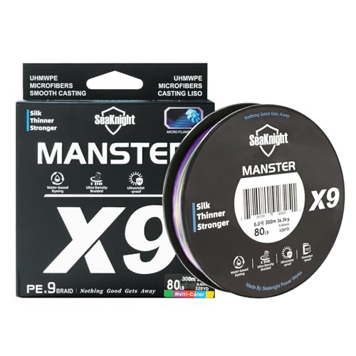 SeaKnight X9 Braided Line 9Strand PE Braided Fishing Line - Highly Abrasion Resistant, Great Knot Strength, Ultra-Thin Diameter, Improved Colorfastness -Fishing Line for Freshwater Saltwater