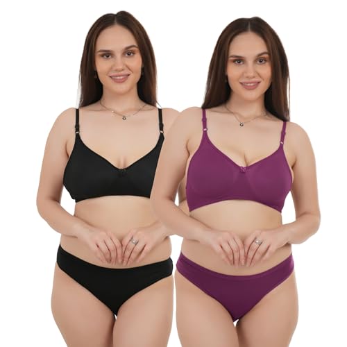 Image of Unitrust Premium Lingerie Set with Full Coverage Non-Padded Bra and Hipster Panty Set