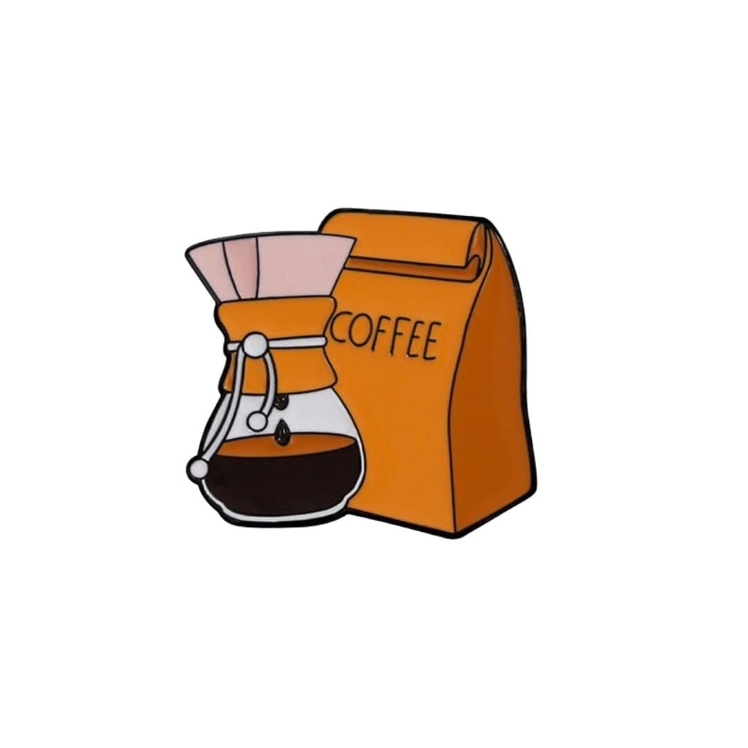 Little Things Cute | Pour Over Coffee & Bag Enamel Lapel Pin | Specialty Coffee Lover Badge for Jacket & Bag | Barista Gift | Orange & Brown | 3cm x 3cm-image-21