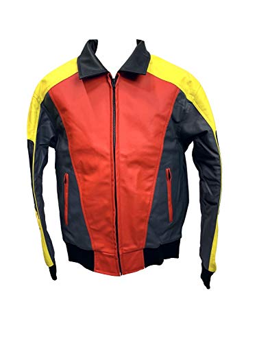 Image of My Party Shirt David Puddy 8 Ball Bomber Jacket - Faux Leather Coat 90s Costume Hip Hop Fashion Rapper Style TV Show - Red Retro