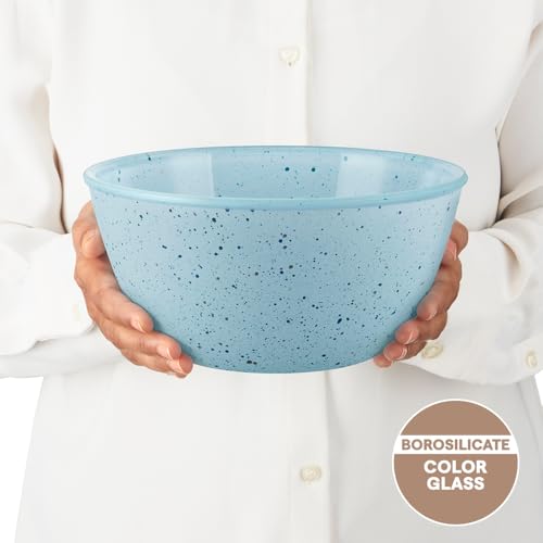 Image of Borosil 2 L Serving & Mixing Bowl | Made in India Borosilicate Glass Bowl for Kitchen & Dinning | Bowl for Mixing Dough, Salad, Batter | Microwave & Dishwasher Safe (Blue)