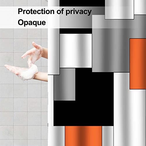 Kinuuis Orange Shower Curtain Set With Hooks, Orange Black Grey Shower Curtains For Bathroom, Abstract Geometric Bath Curtains Bathroom Decoration Shower Curtain Sets 72X72 Inch #TOP1