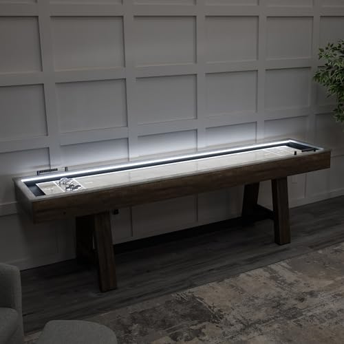 American Legend Stonebridge 9’ LED Light Up Shuffleboard Table with Bowling