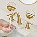 JABBOL Gold Bathroom Faucet,Brushed Gold Bathroom Faucet,Brass Sink Faucets,Bathroom Faucet 3 Hole Brushed Nickel，with Pop Up Drain Supply Hose for Vanity,Lavatory RV Farmhouse