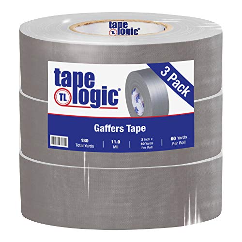 Image of Tape Logic (3 Pack) Multipurpose Gray Gaffers Tape, 2 Inch x 60 Yards, Heavy Duty 11 Mil Thick - Easy Tear, Non-Reflective, Residue Free, Floor Marking and Social Distancing